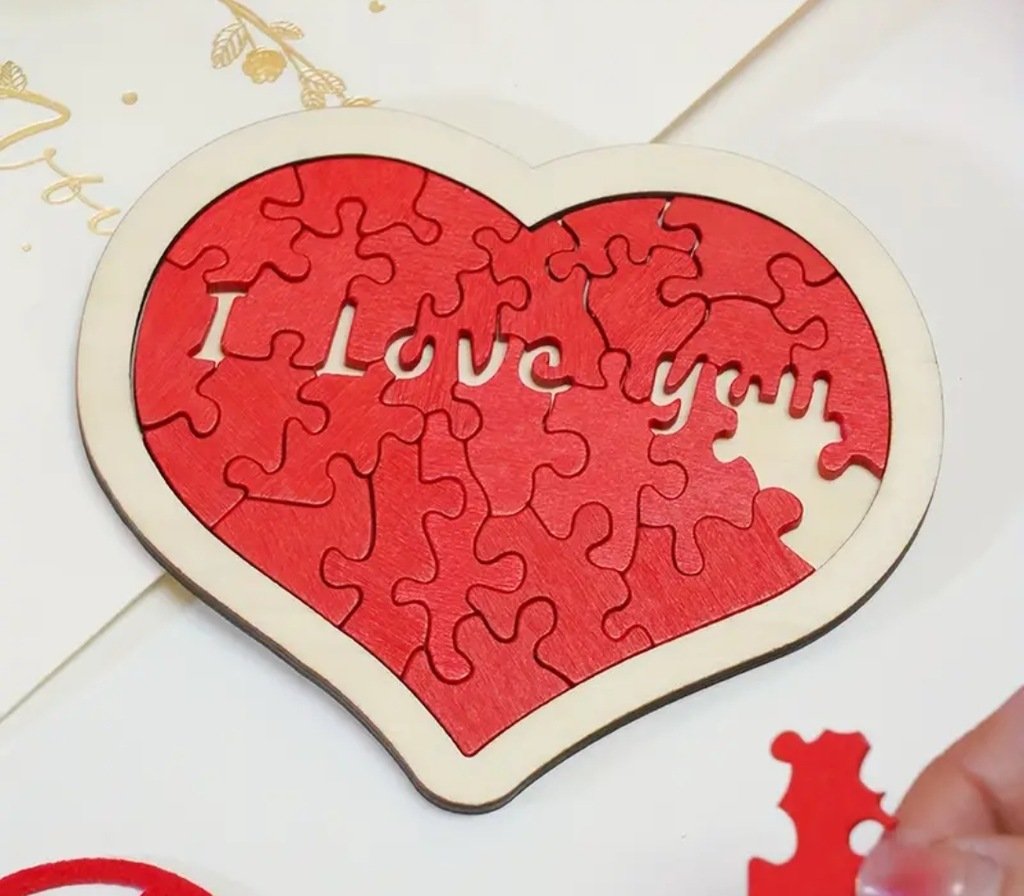 Drewniane Puzzle miłosne I love you kocham cię prezent walentynki