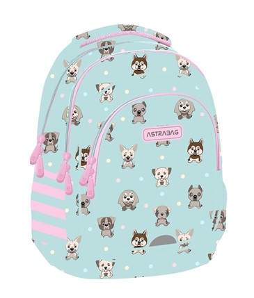 Astrabag, Plecak trzykomorowy - Puppies world (AB300)