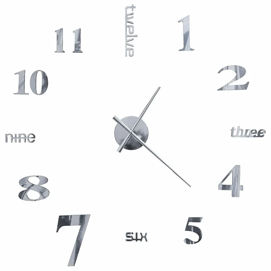 Srebrny zegar ścienny 100 cm R8-A95