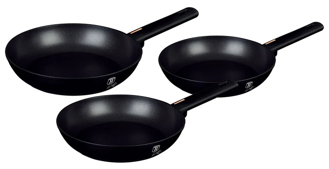 Komplet 3 tytanowych patelni na indukcję połysk T5-R81