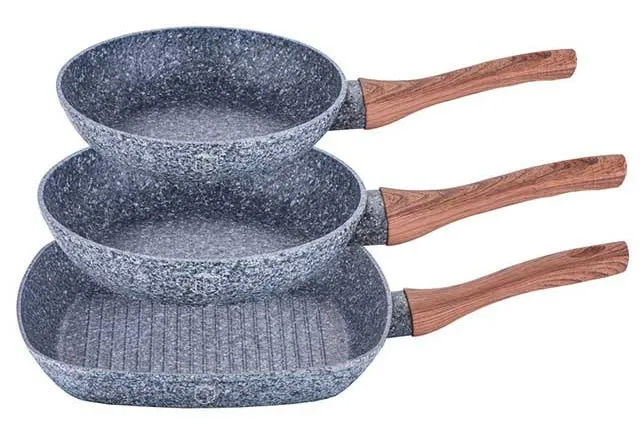 Komplet 3 aluminiowych patelni z powłoką granitową Tida 4X
