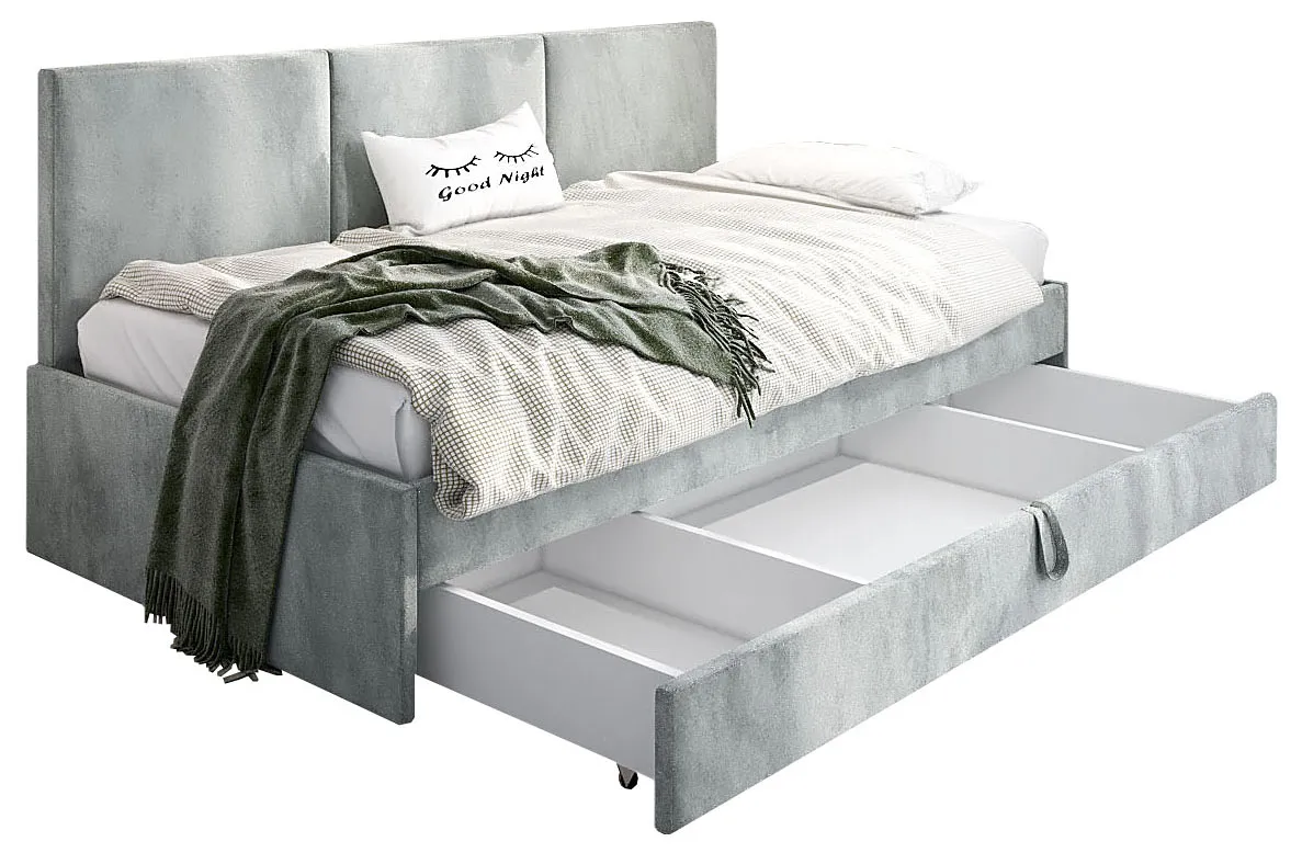 Popielata sofa z szufladą na pościel H6-P63