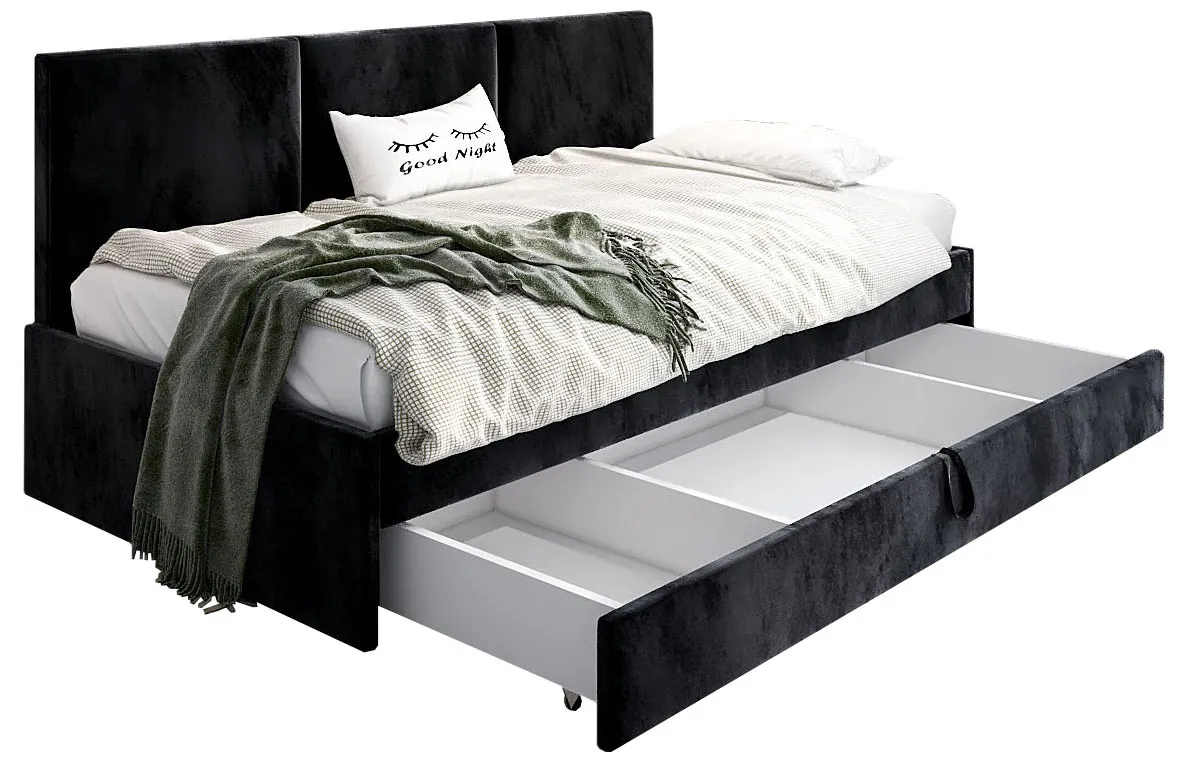 Czarny tapczan młodzieżowy z szufladą E5-P42