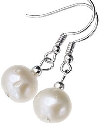Kolczyki Naturalne Duże Perły Białe Srebro