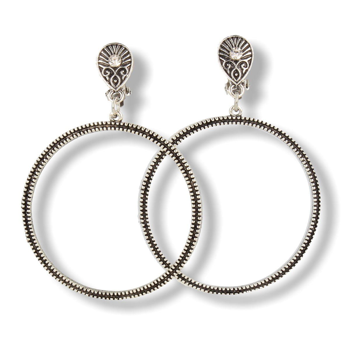 Klipsy do uszu srebrne koła z kryształkiem