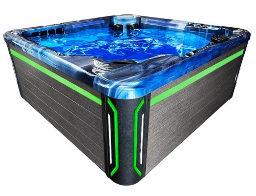 HYDROSAN - Wanna SPA Jacuzzi ogrodowe z hydromasażem 6-osobowa 220x220 cm NIEBIESKA FALA OCEANU OBUDOWA SZARA SPA743