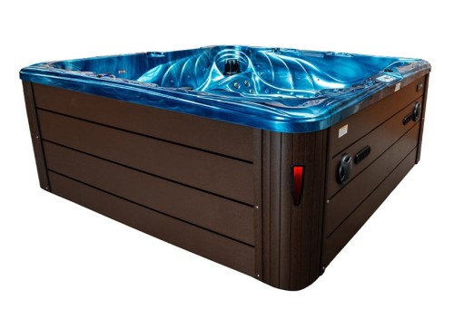 HYDROSAN - Wanna SPA Jacuzzi ogrodowe z hydromasażem 5-osobowa 230x230 cm NIEBIESKA FALA OCEANU OBUDOWA KAWA SPA702