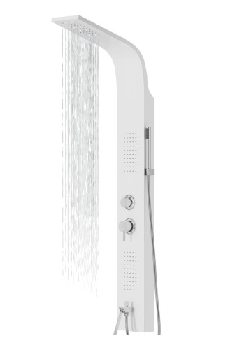 Corsan - Panel prysznicowy ALTO LED z termostatem i wylewką, kolor BIAŁY A017TWHLEDW -