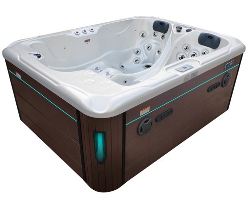 HYDROSAN - Wanna SPA Jacuzzi ogrodowe z hydromasażem 3-osobowa 210x160 cm BIAŁA PERŁA OBUDOWA KAWA SPA102
