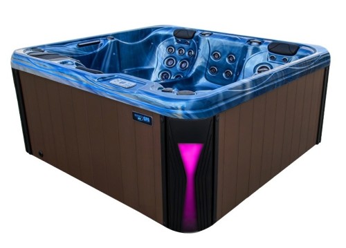 HYDROSAN - Wanna SPA Jacuzzi ogrodowe z hydromasażem 4-osobowa 200x200 cm NIEBIESKA FALA OCEANU OBUDOWA KAWA SPA566