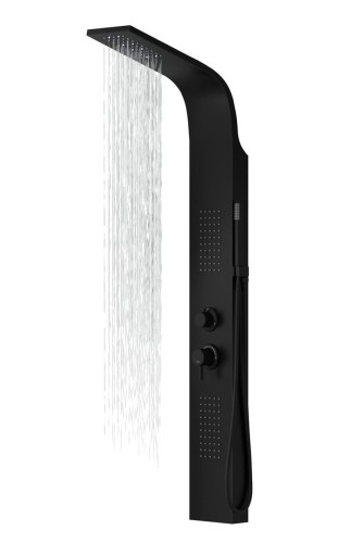 Corsan - Panel prysznicowy ALTO LED z termostatem, kolor CZARNY A017TBLLED -