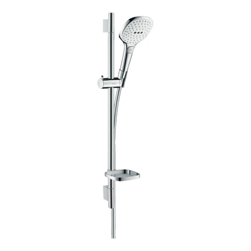 HANSGROHE Zestaw prysznicowy Raindance Select E 120 3jet Unica S Puro ścienny z drążkiem 65 cm i mydelniczką biały/chrom 26620400