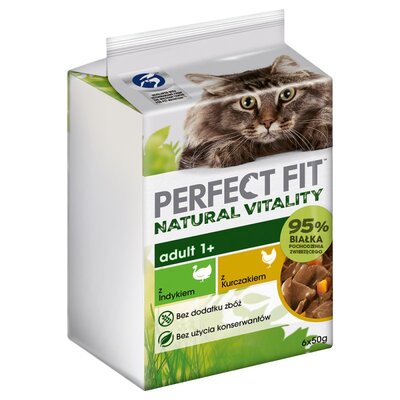 Perfect Fit Natural Vitality 6x50g Karma z Kurczakiem i Indykiem dla sterylizowanych dorosłych kotów