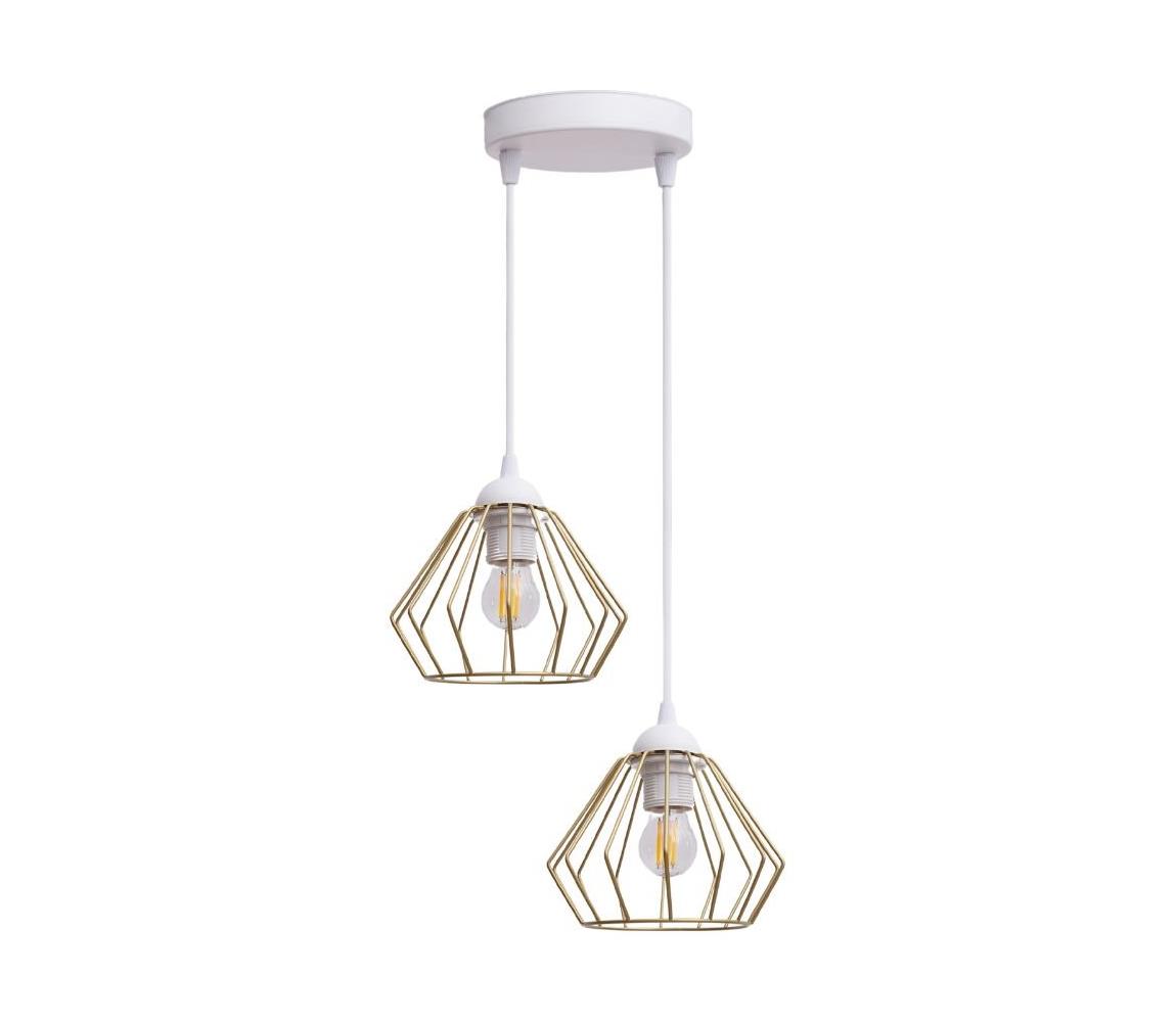 Żyrandol na lince CEED GOLD 2xE27/60W/230V śr. 28 cm białe/złoty