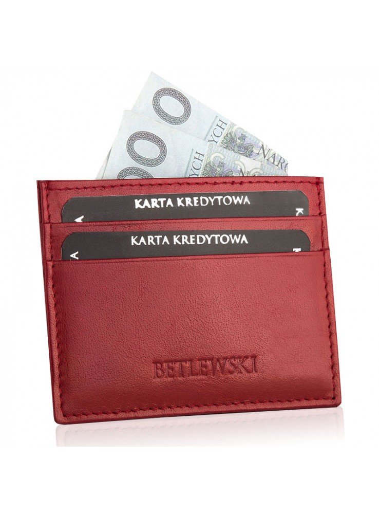 Betlewski, etui na karty, skórzane, czerwone