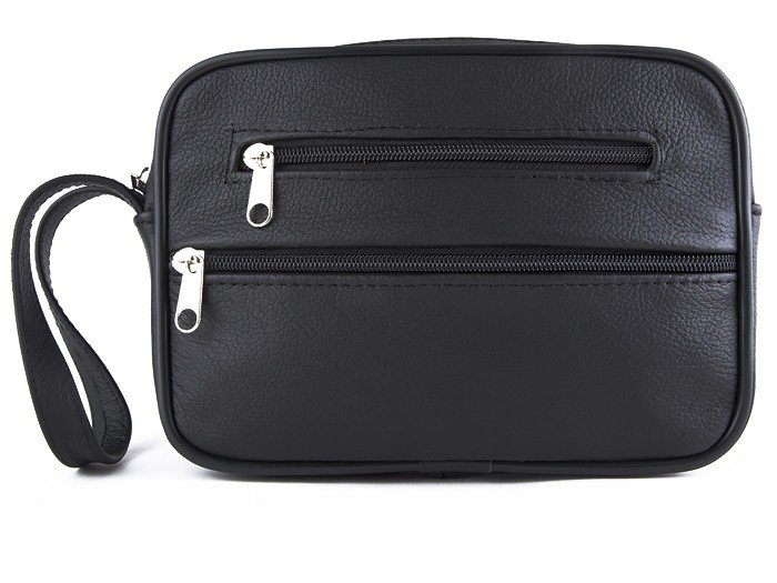 Krateczka, Saszetka skórzana męska, czarna, G23