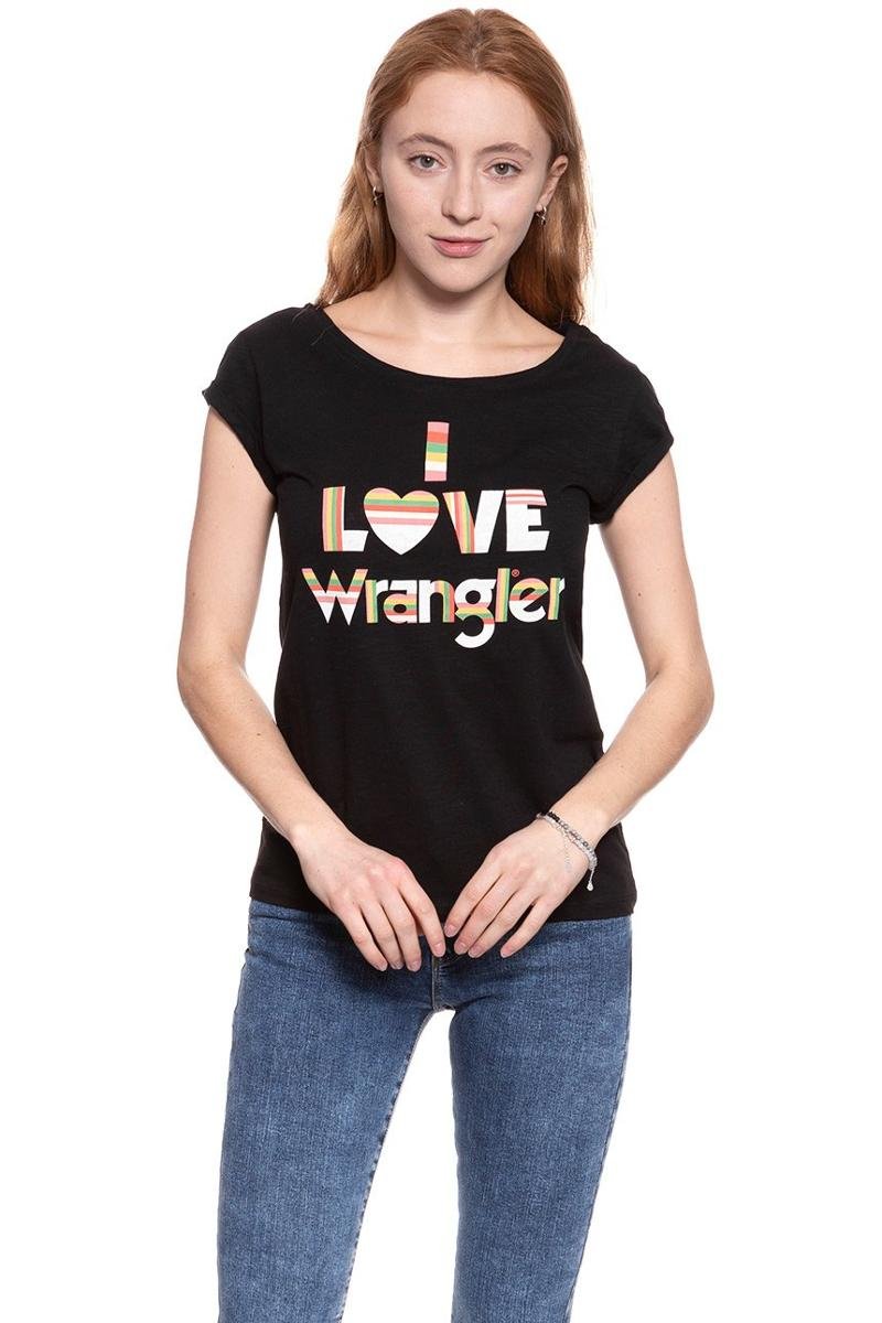 Wrangler, T-shirt damski, I Love Tee Black W700Lea01, rozmiar M