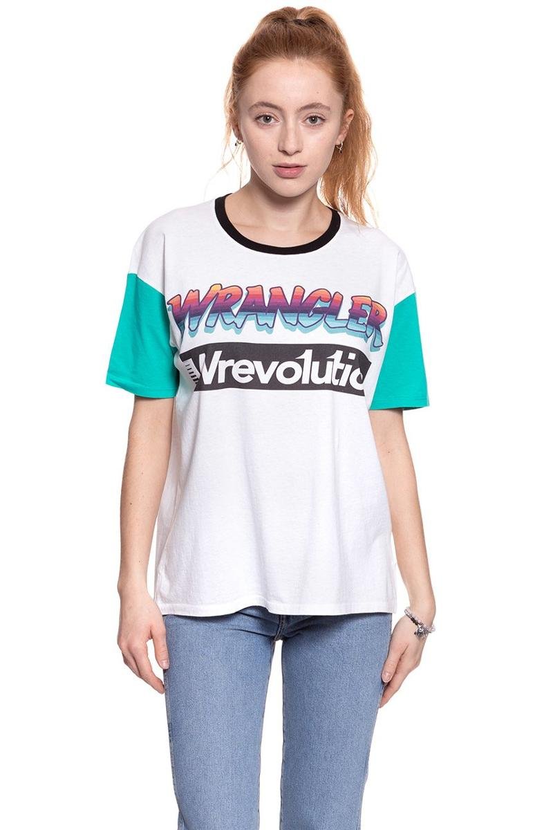 Wrangler, T-shirt damski, Wrevolution Tee White W7386Gh12, rozmiar XS