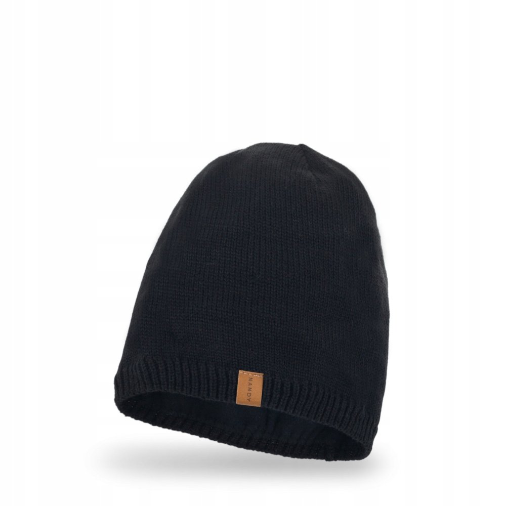 Nandy, Czapka męska na polarze, niska, czarna