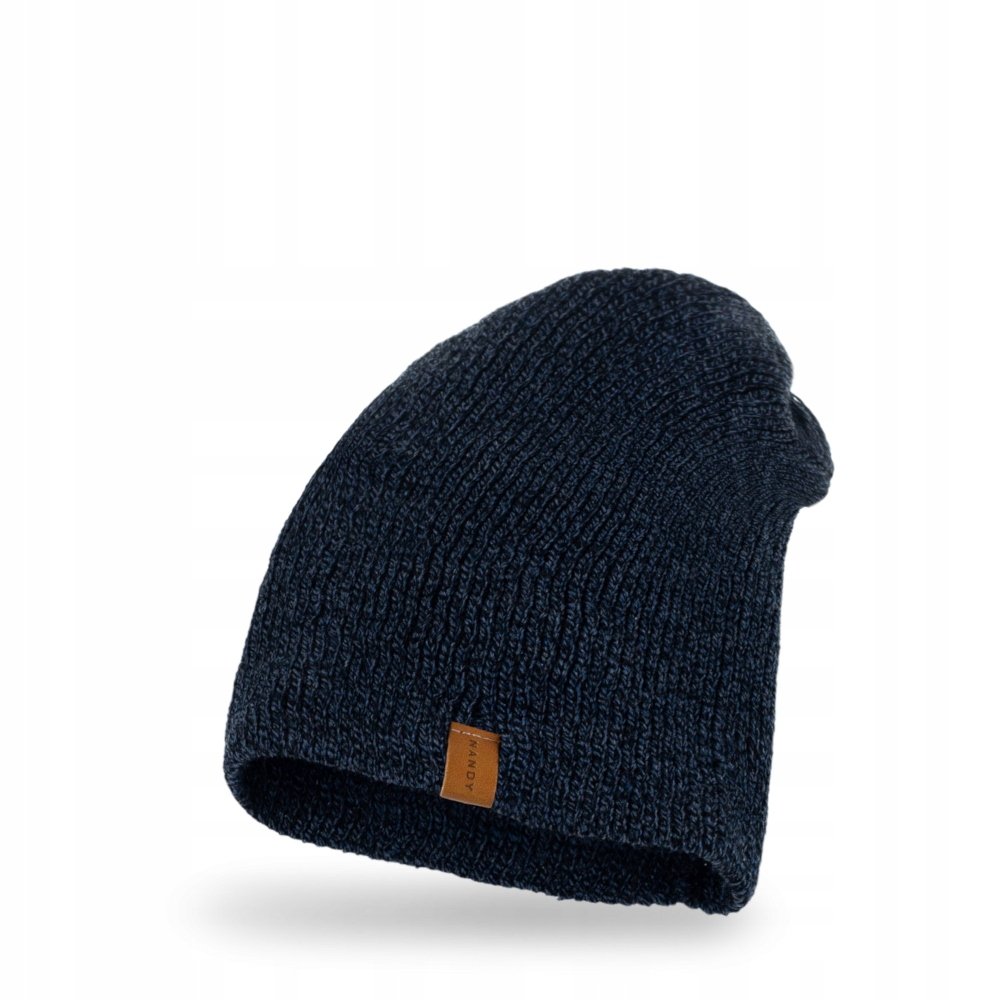 Nandy, Czapka męska, dwuwarstwowa, granatowa