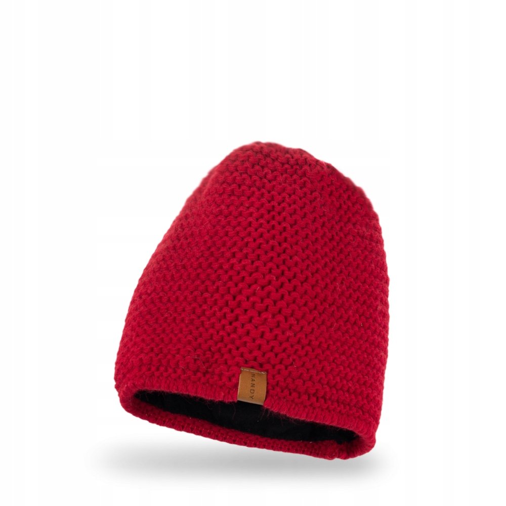NANDY Czapka damska ciepła na polarze czerwony