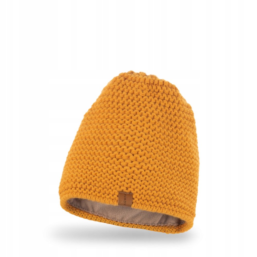 NANDY Czapka damska ciepła na polarze musztardowy