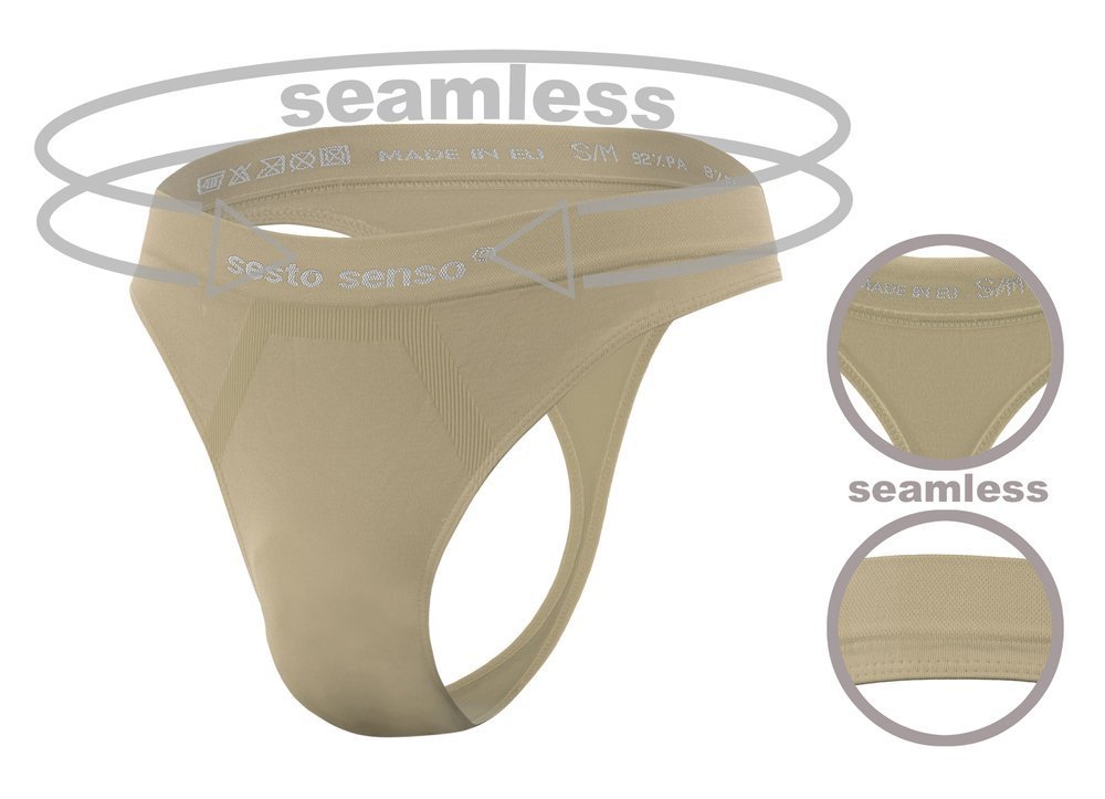 Sesto Senso, Stringi męskie bezszwowe, beżowe, rozmiar S/M