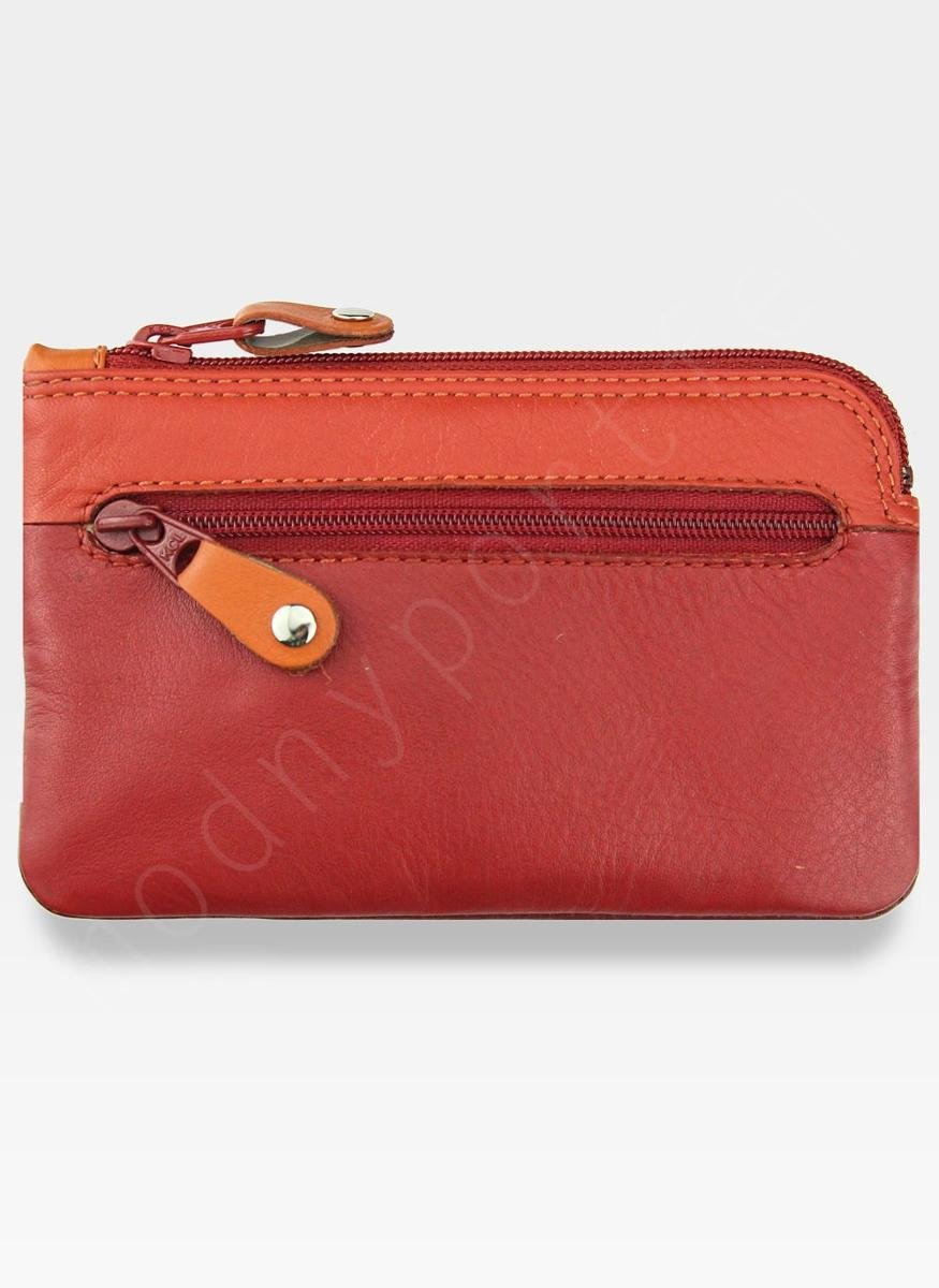 Skórzane Damskie Etui Na Klucze Visconti - Czerwony Multi