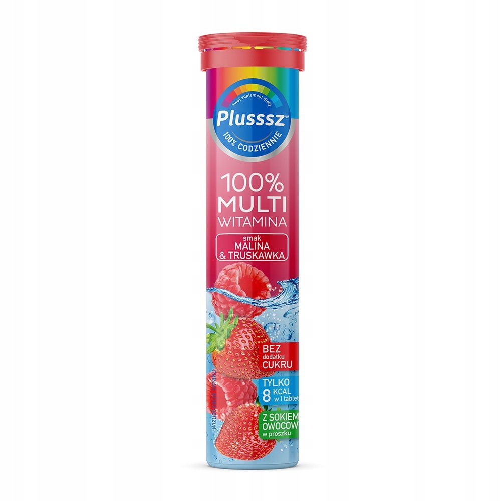 Suplement diety, PLUSSSZ 100% Multiwitamina Malina Truskawka 20szt
