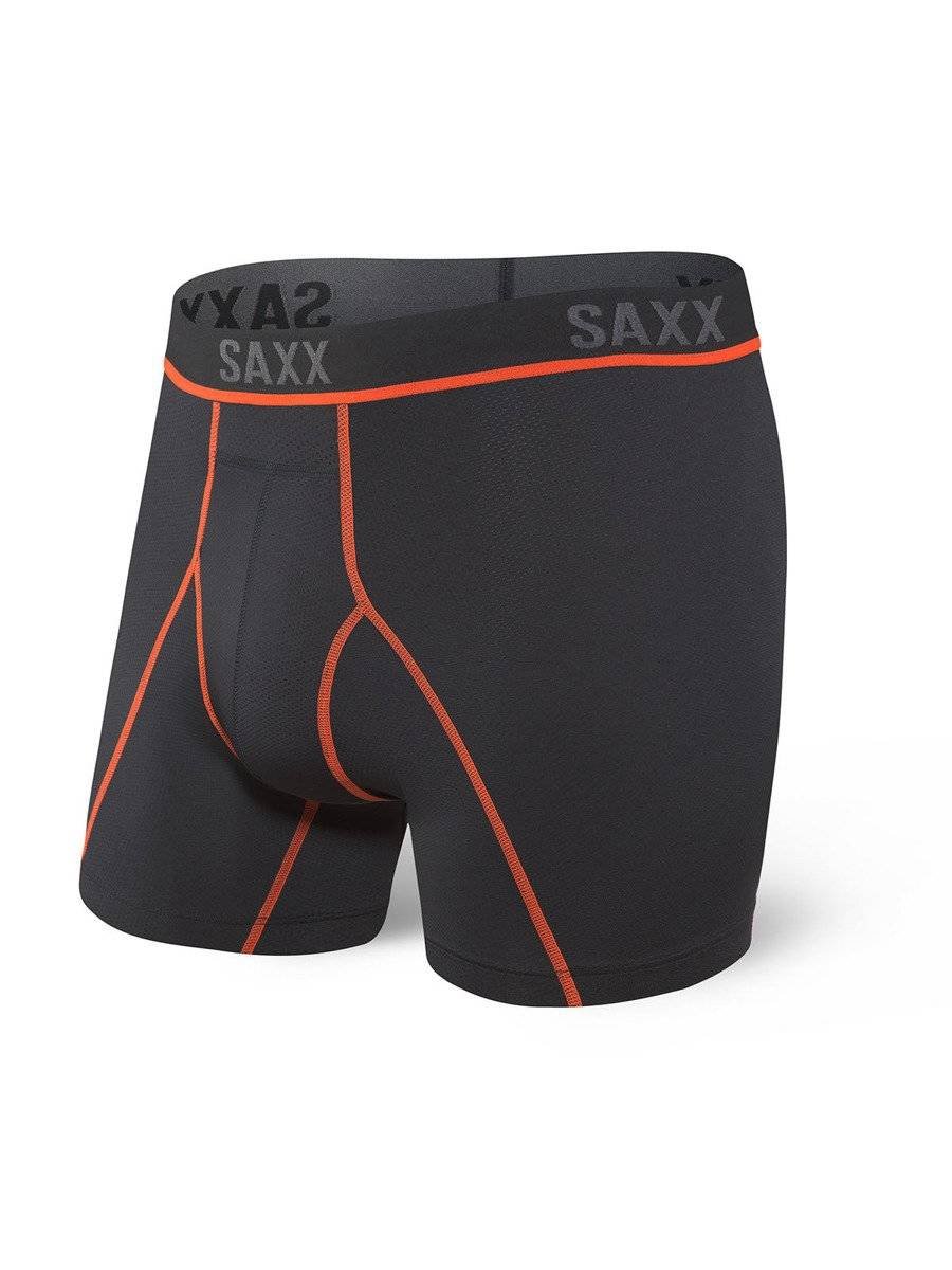Bokserki do biegania/ bokserki męskie sportowe SAXX Kinetic HD Boxer Brief Black/Vermillion - S