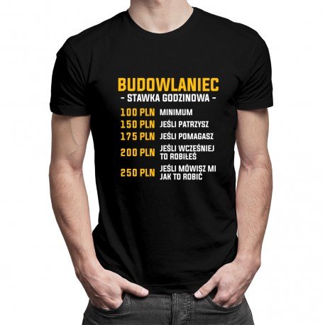 Koszulkowy, Koszulka męska, Budowlaniec - stawka godzinowa, rozmiar M