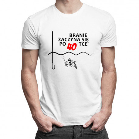 Koszulkowy, Koszulka męska, Branie zaczyna się po 40-tce!, rozmiar XXL
