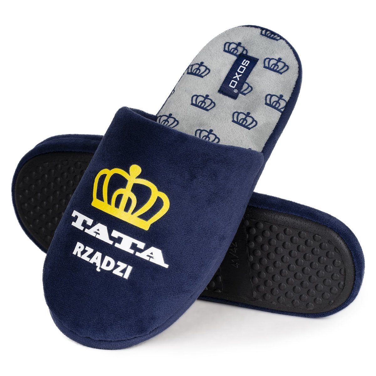 Kapcie dla Taty na prezent SOXO Tata rządzi w pudełku prezentowym - 43–44
