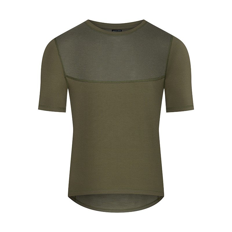 T-shirt męski termiczny Merino Wool khaki, rozmiar XL