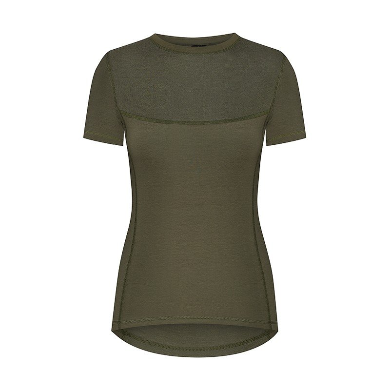 T-shirt damski termiczny Merino Wool khaki, rozmiar L