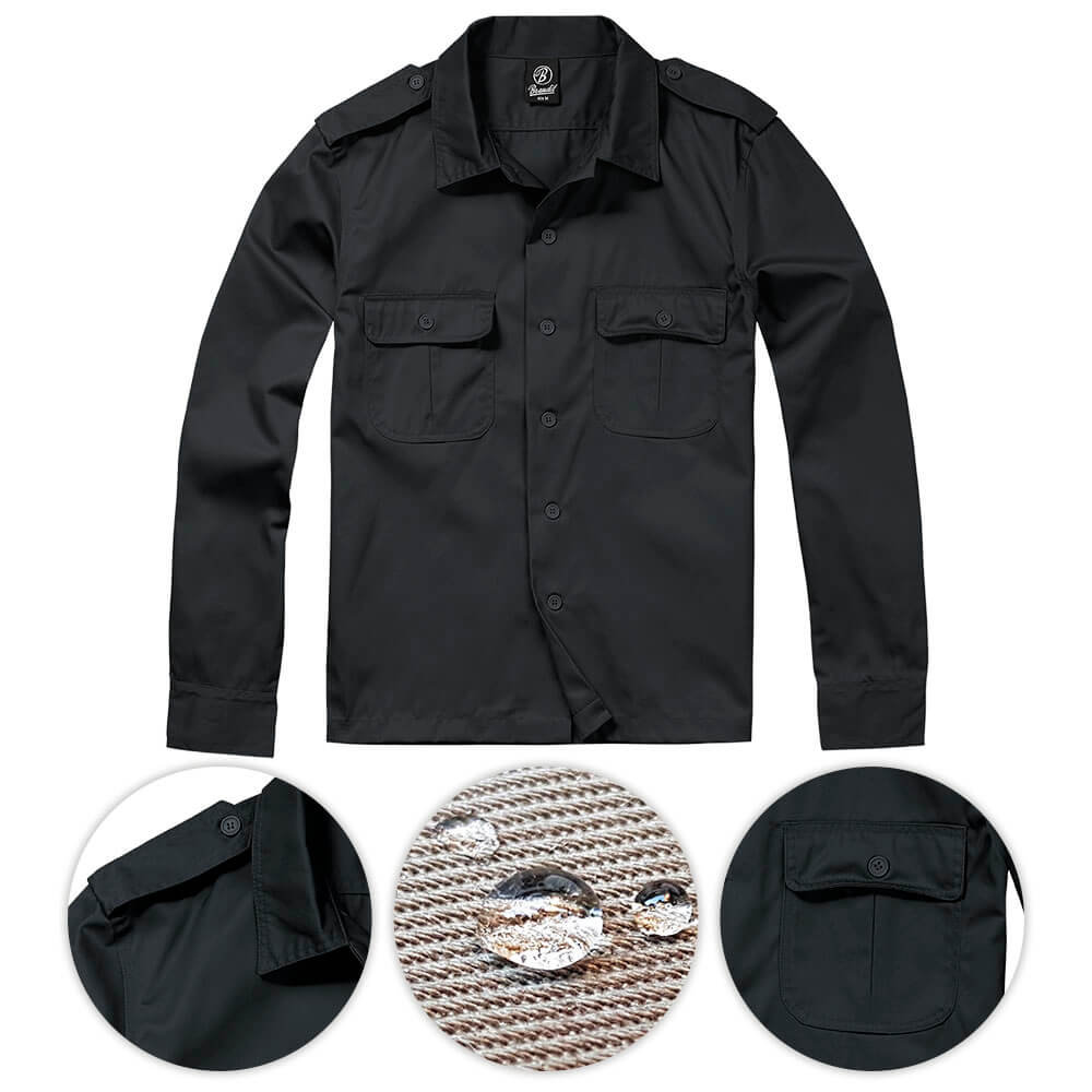 Brandit Koszula Mundurowa z Długim Rękawem US Czarna - M