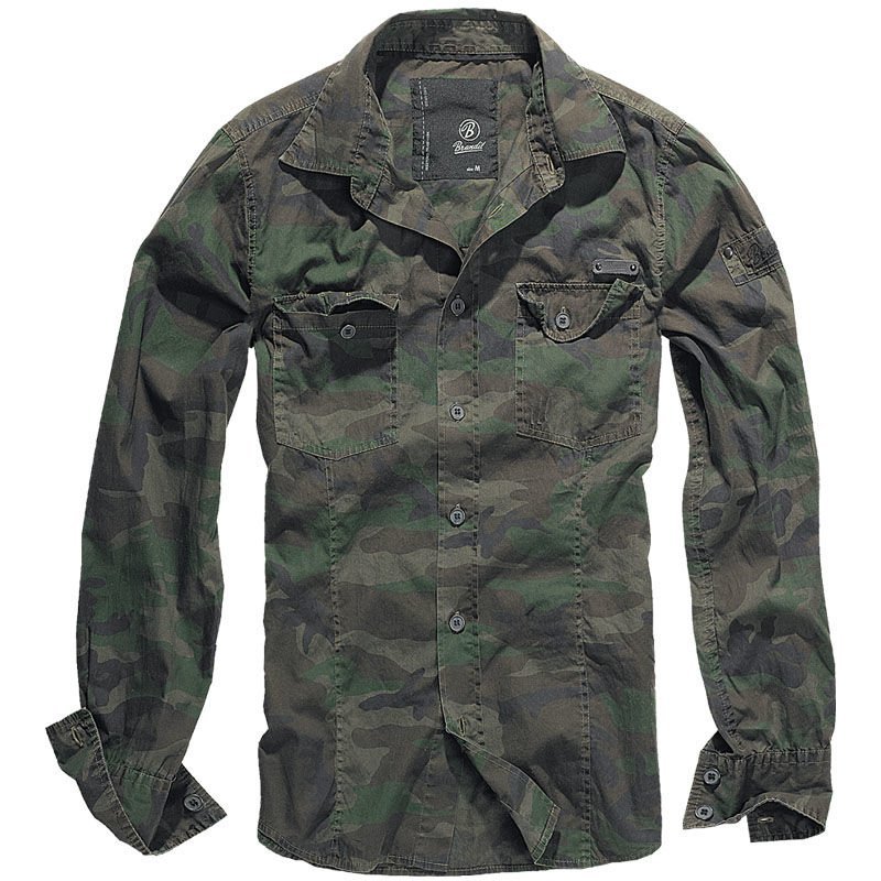 Brandit Koszula z Długim Rękawem Slim Fit Woodland - L
