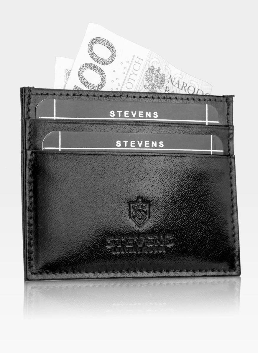 Etui Skórzane Na Karty SLIM Portfe Cardholder Stevens Czarne