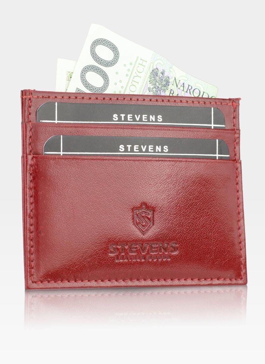 Etui Skórzane Na Karty SLIM Portfe Cardholder Stevens Czerwone