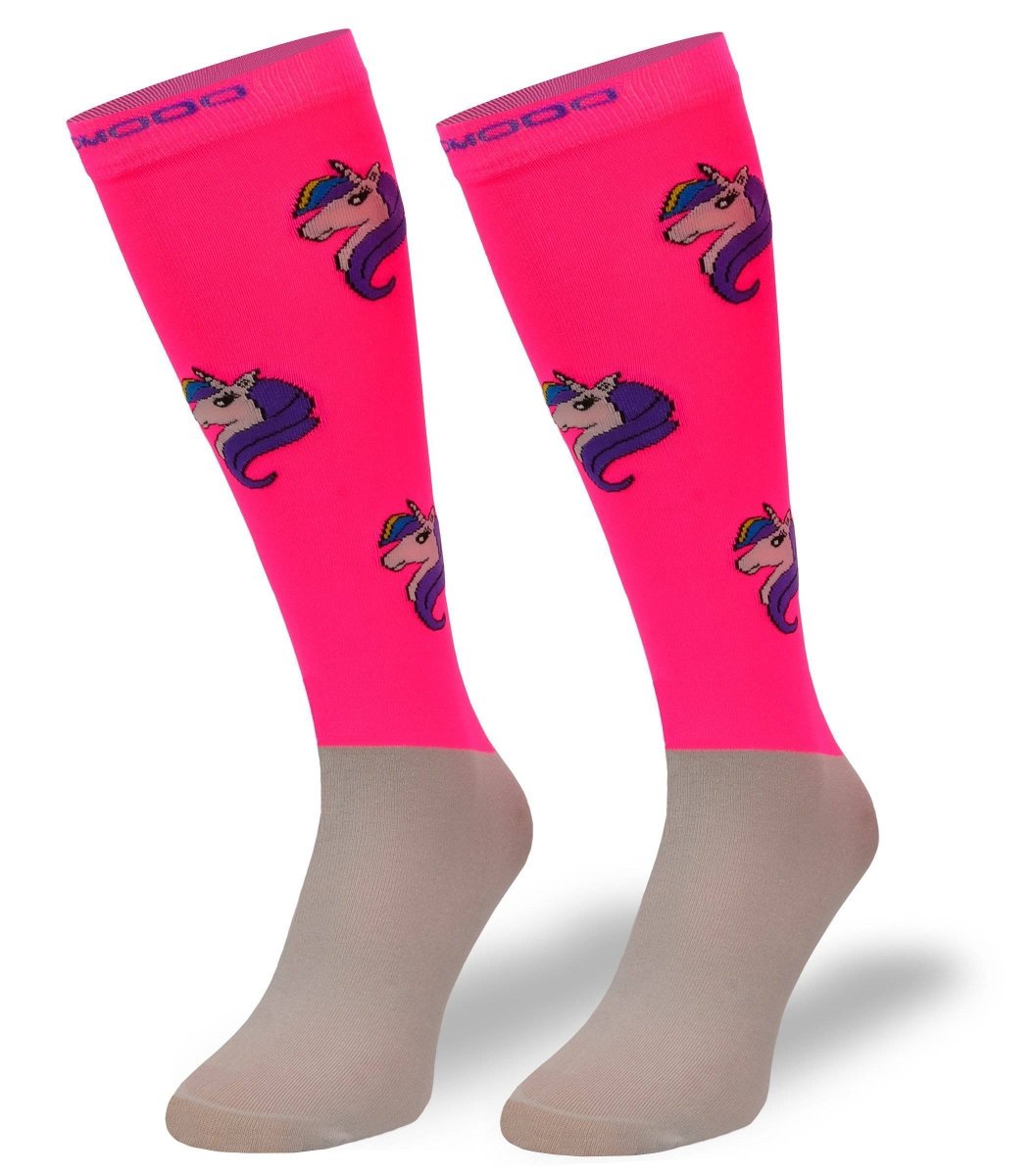 Skarpety jeździeckie SPJMW, różowe w jednorożce, 35/38