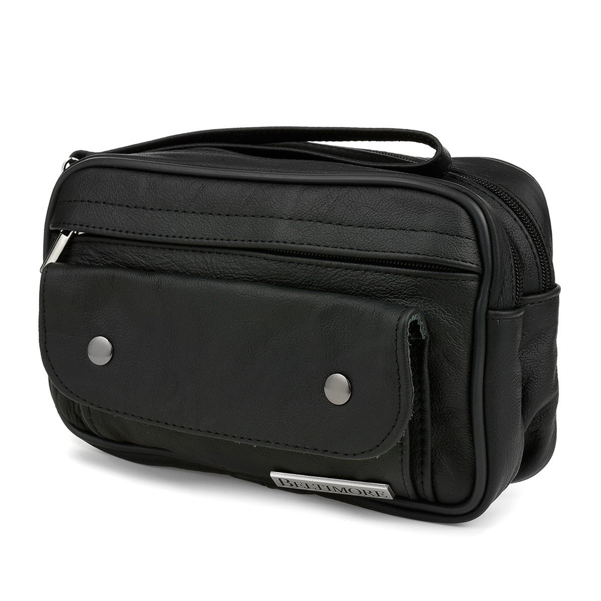 Saszetka do ręki męska skórzana duża dwukomorowa Beltimore G45 czarny