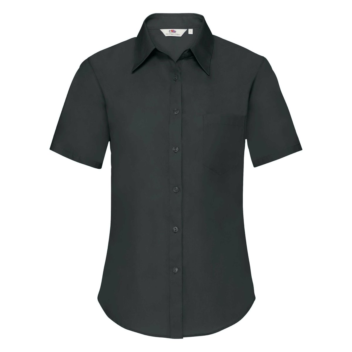 Koszula damska z krótkim rękawem z popeliny Fruit Of The Loom - Czarny XXL
