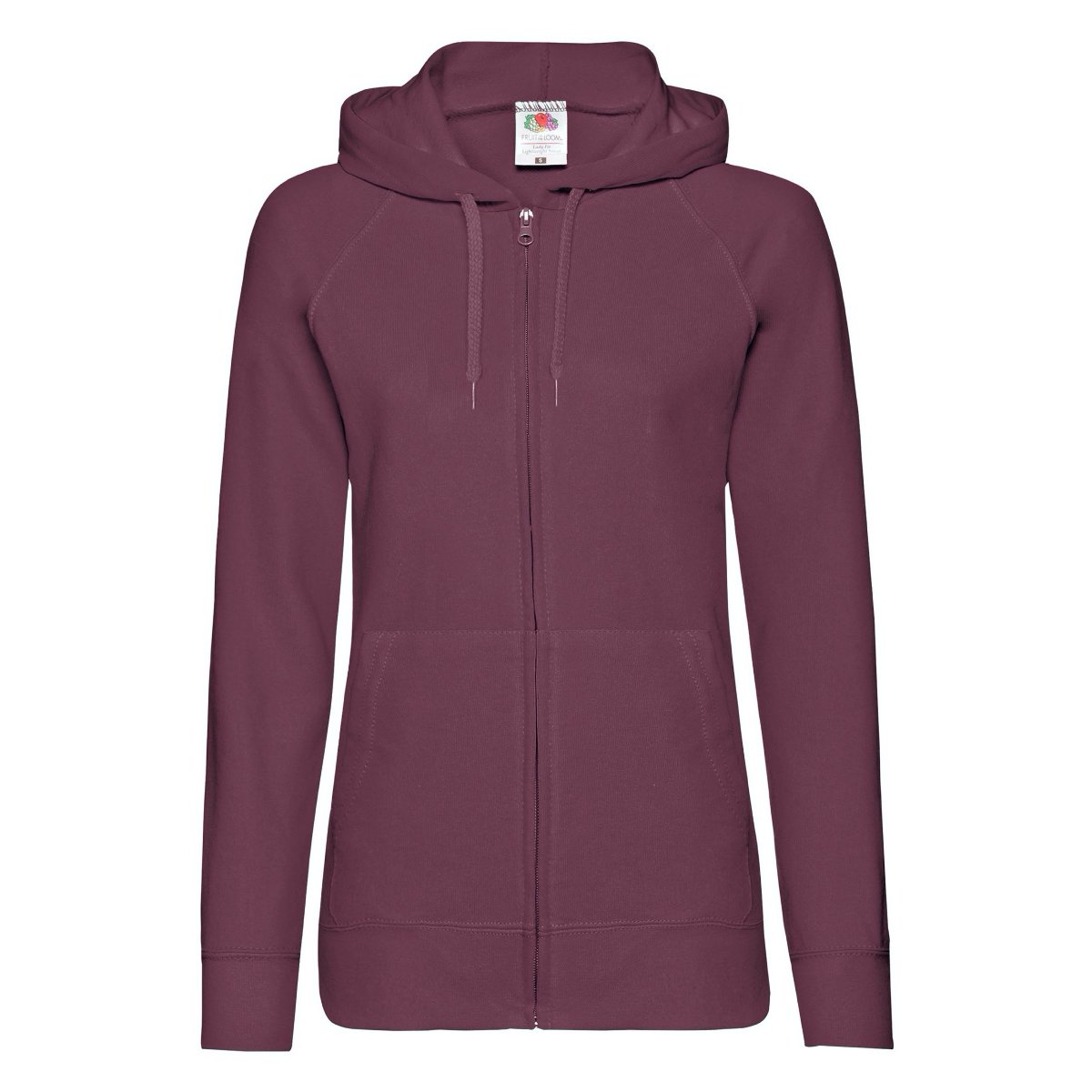 Lekka rozpinana bluza damska z kapturem Lady-Fit Fruit of the Loom - Burgund XS