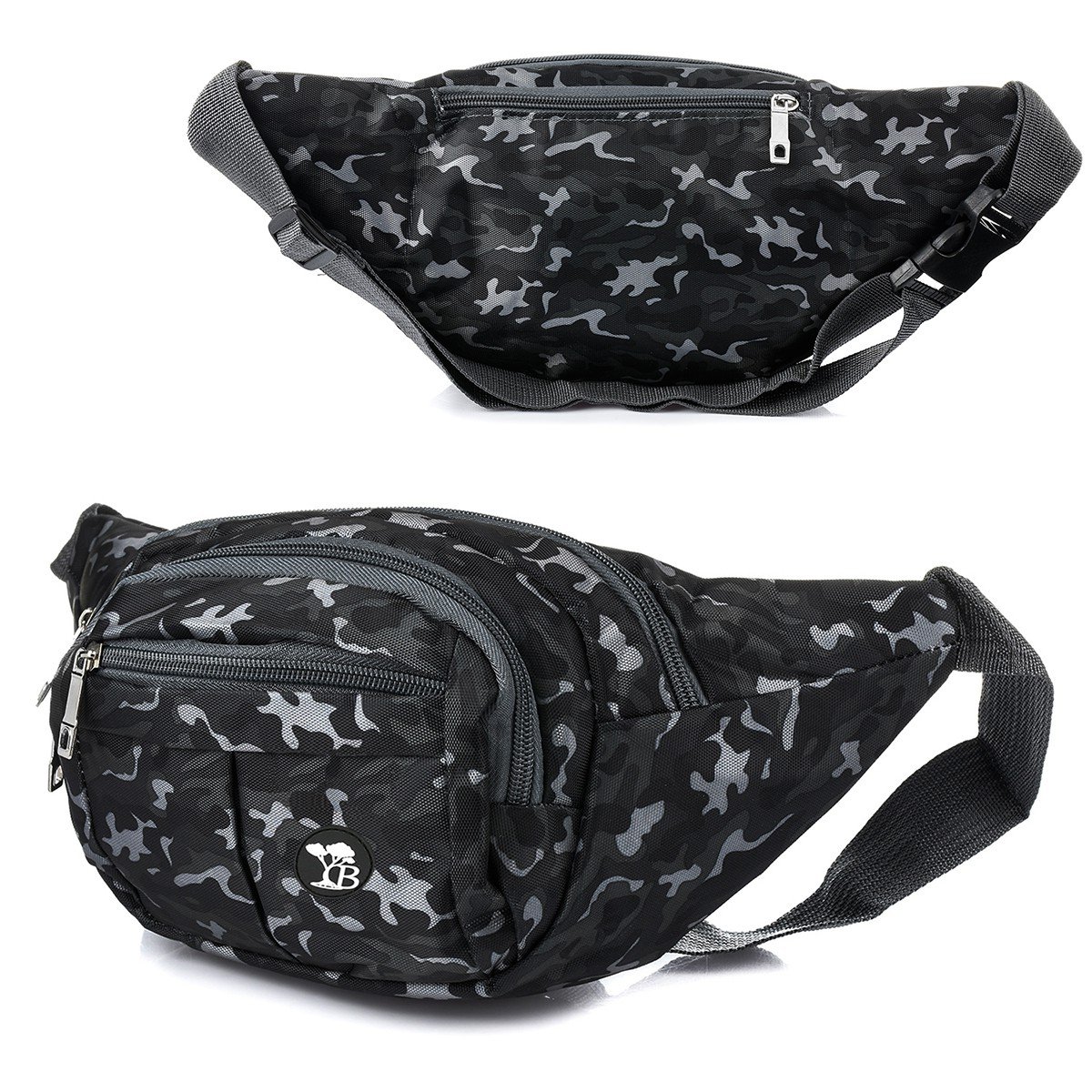 Saszetka nerka moro czarna kodura pojemna solidna pasek Beltimore B96 czarny