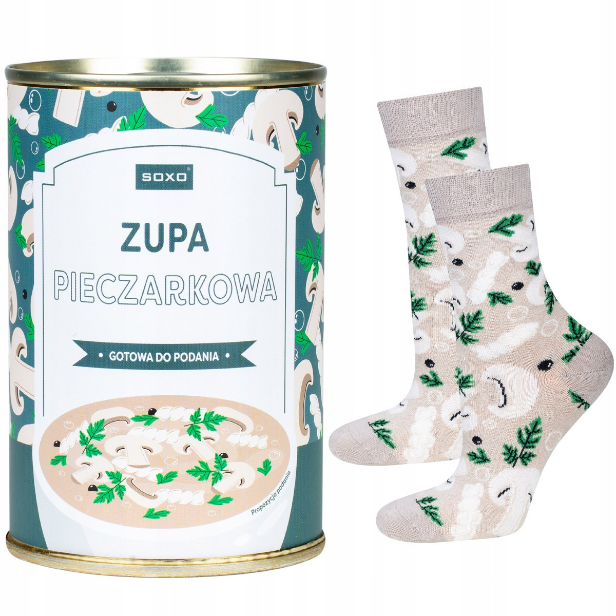 Soxo Skarpety damskie w puszce. Zupa pieczarkowa.