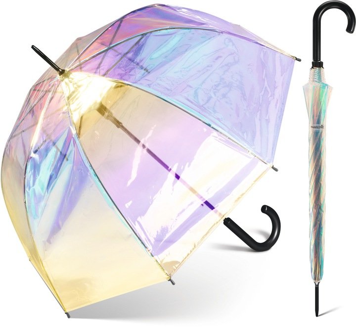 PARASOL PARASOLKA DAMSKA HAPPY RAIN PRZEZROCZYSTA