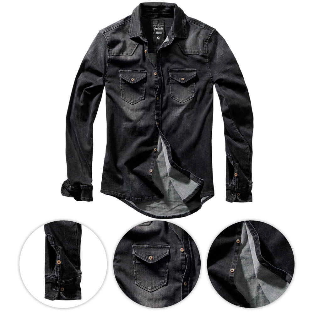 Brandit Koszula z Długim Rękawem Riley Denim Czarna - XL