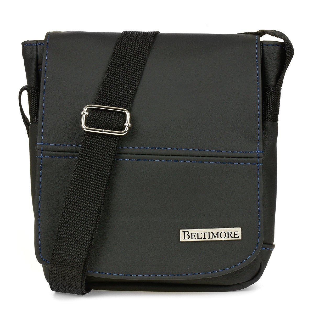 Czarna mała męska torba z klapą skóra naturalna beltimore F20 czarny