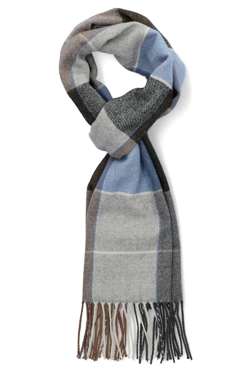 Szal Szaro-Granatowy w Kratę