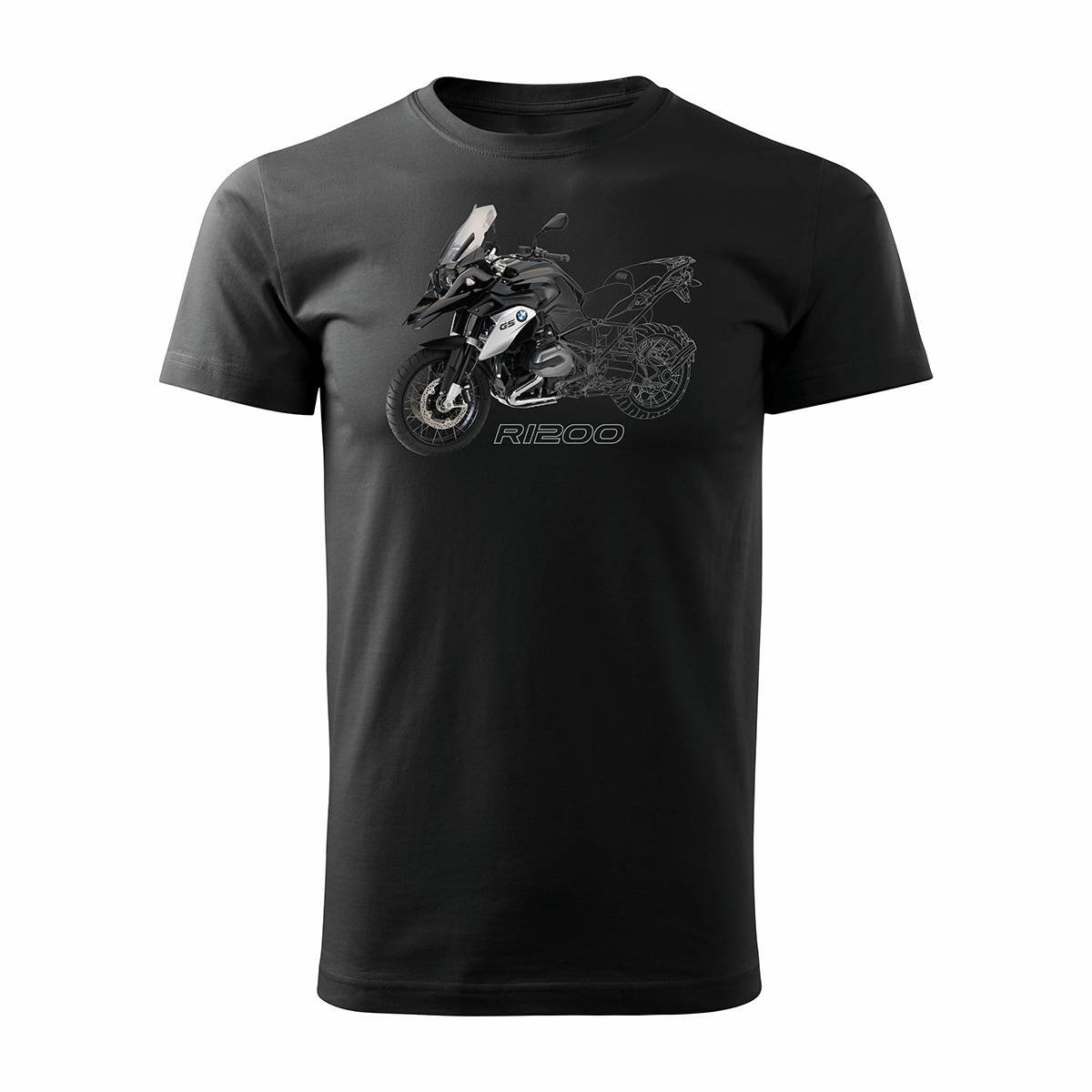 Topslang, Koszulka męska motocyklowa z motocyklem na motor BMW GS 1200, czarna, rozmiar M